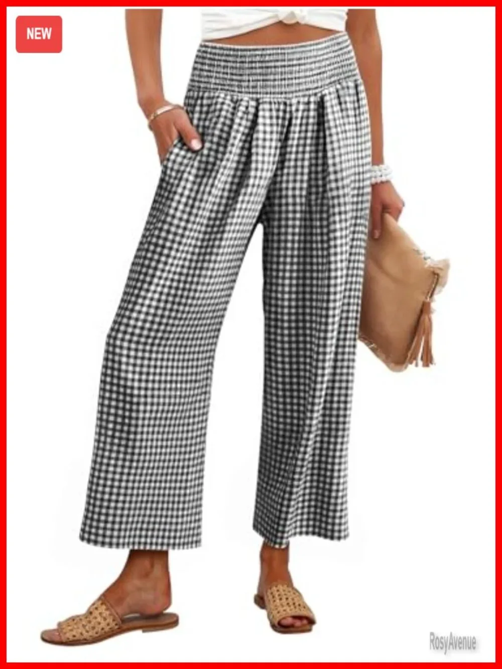 Wide Leg Palazzo PJ Bottoms | Smocked High Waist Cropped Pajama Lounge Pants